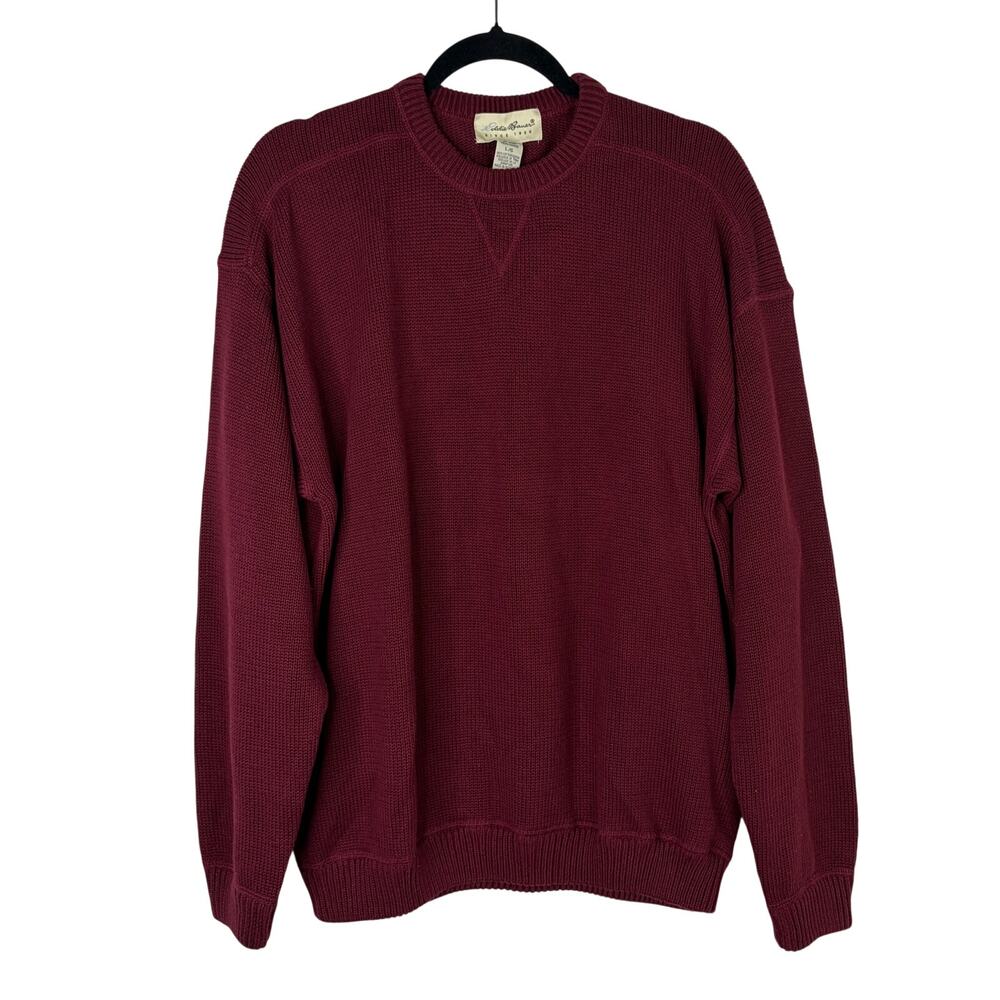 Eddie Bauer dead stock knit cotton burgundy sweater, "FLAWED" size L, classic